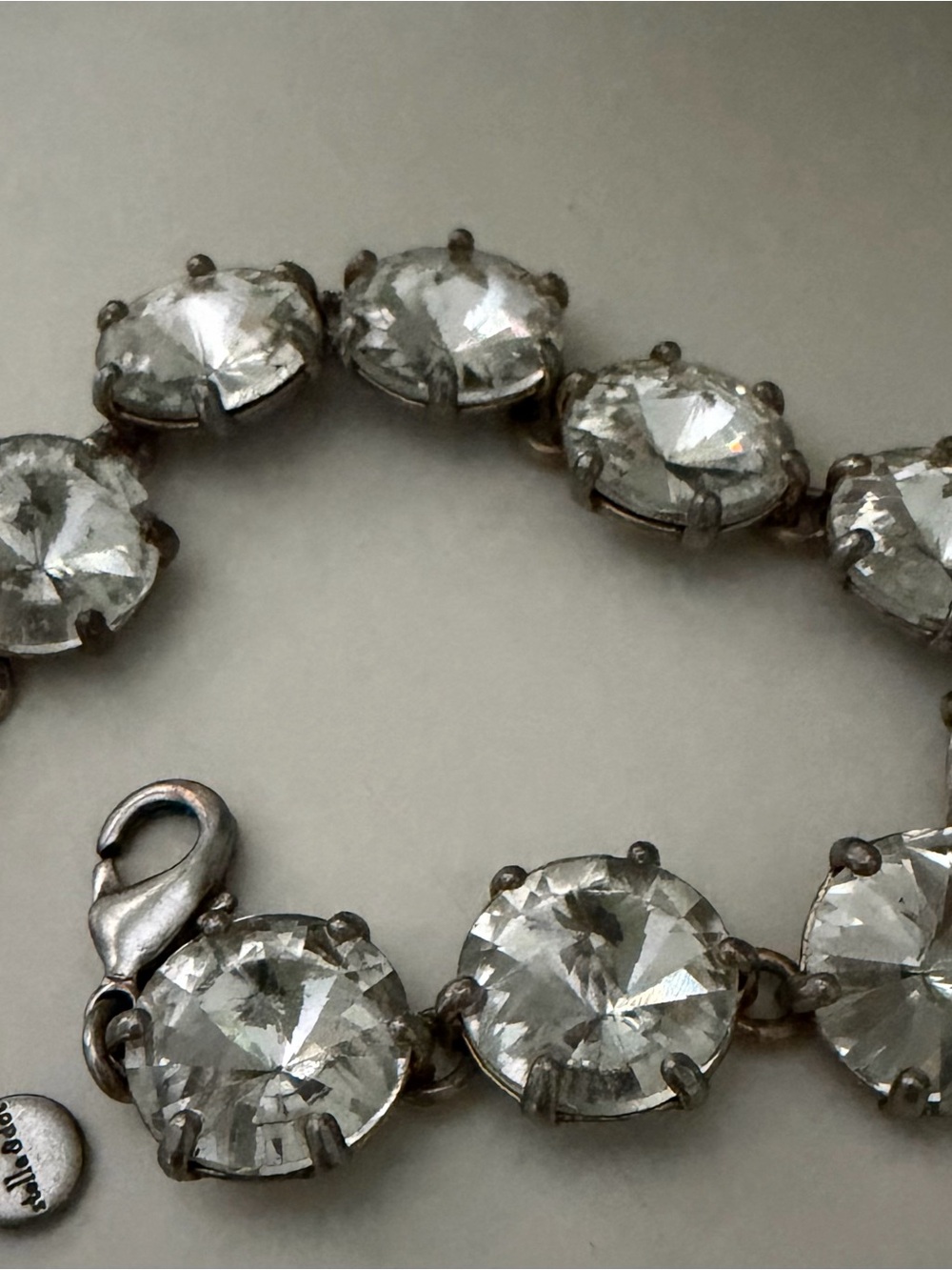 Stella and Dot Silver Bracelet w/ Faceted Clear Stones